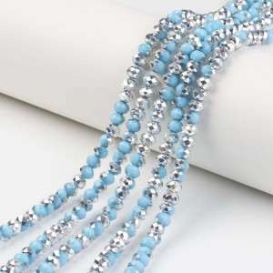 Faceted Rondelle Beads Silver Lt. Sea Green 6X5mm 17" Strand 92-95pcs