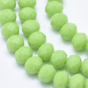 6X4mm Glass Rondelle Faceted Beads - Lawn Green - 17" Strand 95pc 