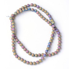 6mm Round Glass - Electroplated Frosted- Oil Slick - 21" Strand about 100pc