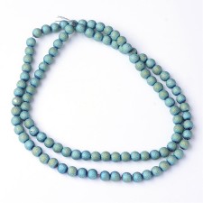 6mm Round Glass - Electroplated Frosted - Green/Blue - 21" Strand about 100pc