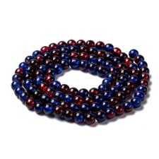 8mm Round Crackle Glass - Blue Red - 31" Strand about 100pc