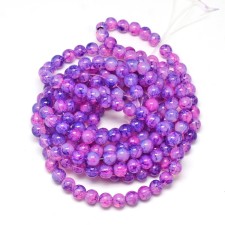 6mm Round Glass Marble Look - Medium Orchid - 31" Strand about 133pc