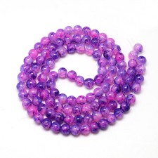 6mm Round Glass Marble Look - Medium Orchid - 31" Strand about 133pc