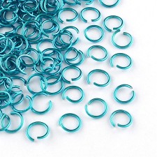 6mm Jump Rings Aluminum Plated - Aqua Blue - About 430pcs