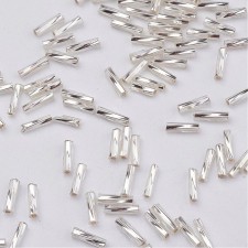 12mm Twisted Glass Bugle Beads - Metallic Silver - 20grams 