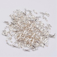 12mm Twisted Glass Bugle Beads - Metallic Silver - 20grams 