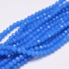 4x3mm Faceted Rondelle Glass Beads - Blue - 18" Strand