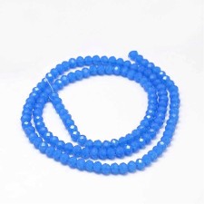 4x3mm Faceted Rhondelle Glass Beads - Blue - 18" Strand
