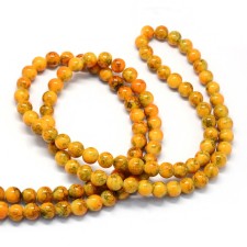 6mm Round Glass Marble Look - Burnt Orange - 32" Strand about 145pc