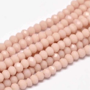 4x3mm Faceted Rondelle Glass Beads - Peach Puff - 18" Strand