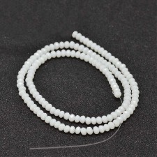 3x2mm Crystal Faceted Round Beads - White - 13" Strand