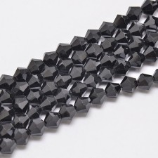 Crystal Glass Bicone 4mm Faceted Beads - Black - 15" Strand