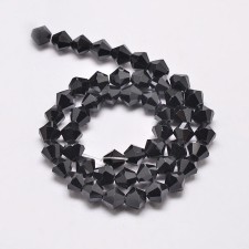 Crystal Glass Bicone 4mm Faceted Beads - Black - 15" Strand