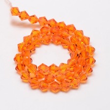 Crystal Glass Bicone 4mm Faceted Beads - Dark Orange - 15" Strand