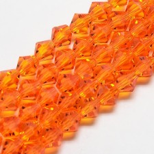 4mm Crystal Glass Faceted Bicone Beads - Dark Orange - 15" Strand