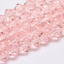 Crystal Glass Bicone 4mm Faceted Beads - Pink - 15" Strand