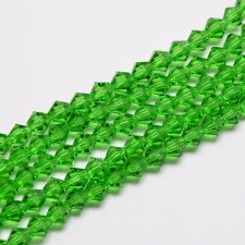 4mm Crystal Glass Faceted Bicone Beads  - Spring Green - 15" Strand