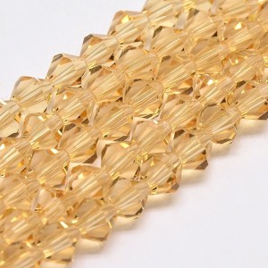 Crystal Glass Bicone 4mm Faceted Beads - Sandy Brown - 15" Strand