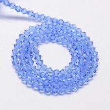 Crystal Glass Bicone 4mm Faceted Beads - Blue - 15" Strand