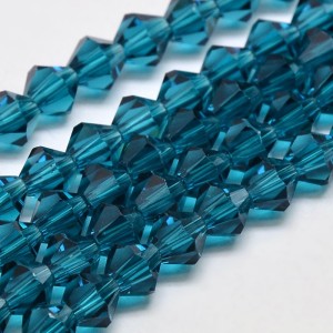 Crystal Glass Bicone 4mm Faceted Beads - Teal - 15" Strand