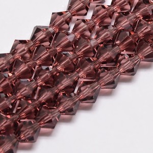 4mm Crystal Glass Faceted Bicone Beads - Violet Red - 15" Strand