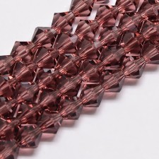 4mm Crystal Glass Faceted Bicone Beads - Violet Red - 15" Strand