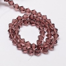 4mm Crystal Glass Faceted Bicone Beads - Violet Red - 15" Strand