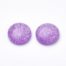 16mm Resin Dome Glitter Cabochon - Orchid - 10pcs