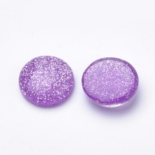 16mm Resin Dome Glitter Cabochon - Orchid - 10pcs