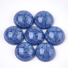 16mm Resin Dome Crackle Style Cabochon - Blue - 10pcs