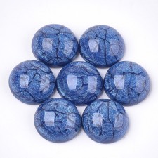 16mm Resin Dome Crakle Style Cabochon - Blue - 10pcs