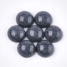 16mm Resin Dome Crackle Style Cabochon - Black - 10pcs