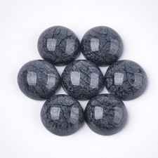 16mm Resin Dome Crakle Style Cabochon - Black - 10pcs