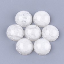 16mm Resin Dome Crackle Style Cabochon - Creamy White - 10pcs