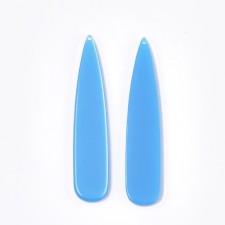 2pc  - Big Teardrop Resin Cabochon Flatback  Pendants, 55x11mm - Sky Blue