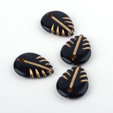 Black Leaf Golden Metal Enlaced, Acrylic Beads About 30pcs