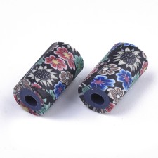 Handmade Polymer Clay Beads Flower Pattern 12x7mm 20pcs