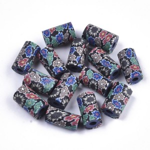 Handmade Polymer Clay Beads Flower Pattern 12x7mm 20pcs