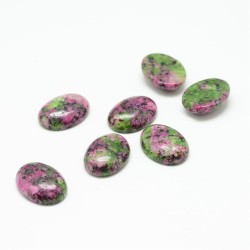 Synthetic Ruby in Zoisite Gemstone Cabochons, Oval 16x12mm 2pcs