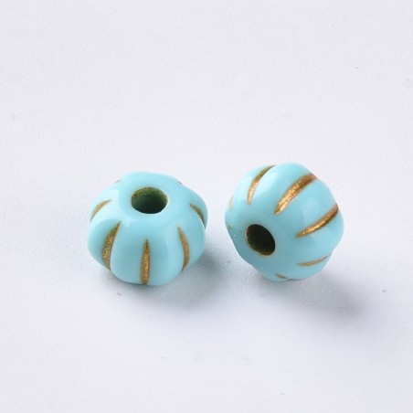 Turquoise Pumpkin Acrylic Beads 7x5mm Blue 20 grams