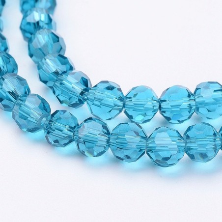 4mm Faceted Glass Beads Round - Steel Blue - 14 in Strand