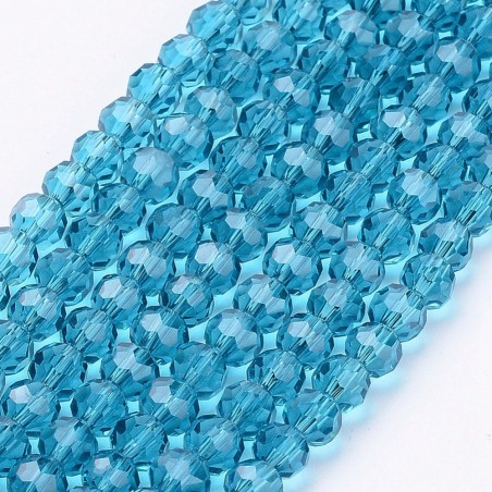 4mm Faceted Glass Beads Round - Steel Blue - 14 in Strand