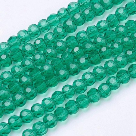 4mm Faceted Glass Beads Round - Teal - 14 in Strand