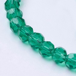 4mm Faceted Glass Beads Round - Teal - 14 in Strand