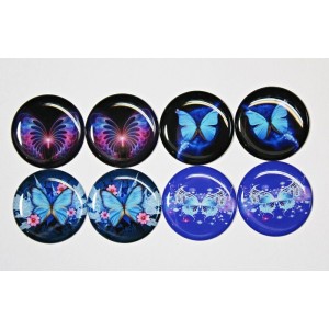 Butterflies - One Inch Round Cab Set of 8
