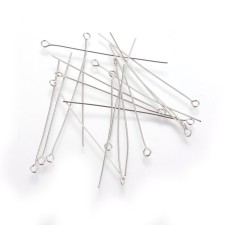 100pcs 50mm Head Eye Pins Stainless Steel Silver 