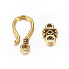Hook Clasp Antiqued Gold Tone - 24x11mm - 10pcs