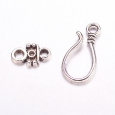 Hook Clasp Antiqued Silver Tone - 24x11mm - 10pcs