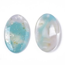Resin Cabochon with Gold Glitter Sky with Clouds - 25x15mm - 4pcs