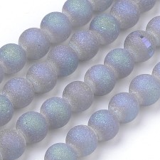 Slate Blue Frosted Electroplate Round Beads 6mm - Elegant 21'' Strand
